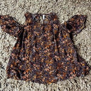 🔥XL Flower halter off shoulder ruffle flow shirt western flare cold shoulder